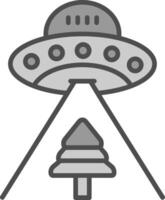 UFO Linie gefüllt Graustufen Symbol Design vektor