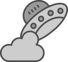 UFO linje fylld gråskale ikon design vektor
