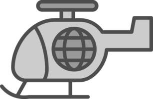helikopter linje fylld gråskale ikon design vektor