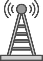 Radio Turm Linie gefüllt Graustufen Symbol Design vektor