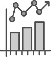 statistisk Diagram linje fylld gråskale ikon design vektor