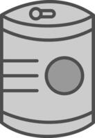 konserverad mat linje fylld gråskale ikon design vektor