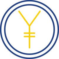 yen linje två Färg ikon design vektor