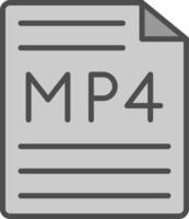 mP4 linje fylld gråskale ikon design vektor