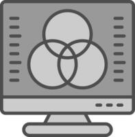 Desktop Computer Linie gefüllt Graustufen Symbol Design vektor