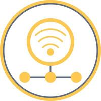 internet förbindelse platt cirkel ikon vektor