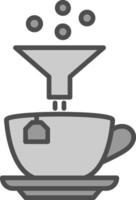 kaffe filtrera linje fylld gråskale ikon design vektor