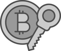 Bitcoin Linie gefüllt Graustufen Symbol Design vektor