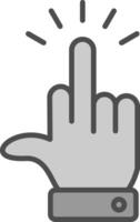 Mitte Finger Linie gefüllt Graustufen Symbol Design vektor