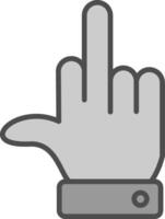 Mitte Finger Linie gefüllt Graustufen Symbol Design vektor