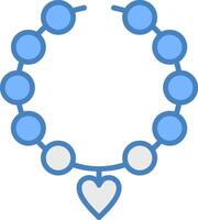 Perle Halskette Linie gefüllt Blau Symbol vektor