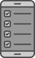 Smartphone Linie gefüllt Graustufen Symbol Design vektor