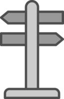 riktning linje fylld gråskale ikon design vektor