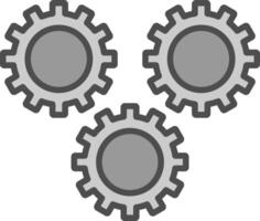 kugghjul linje fylld gråskale ikon design vektor