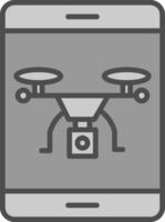 Drohne Linie gefüllt Graustufen Symbol Design vektor