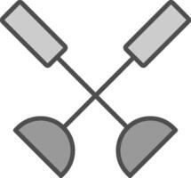 Paddel Linie gefüllt Graustufen Symbol Design vektor