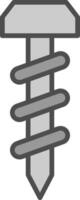 Schraube Linie gefüllt Graustufen Symbol Design vektor