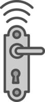 Tür sperren Linie gefüllt Graustufen Symbol Design vektor