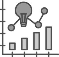 bar Diagram linje fylld gråskale ikon design vektor