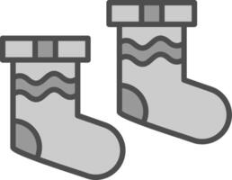Socken Linie gefüllt Graustufen Symbol Design vektor