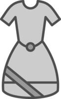 Kleid Linie gefüllt Graustufen Symbol Design vektor