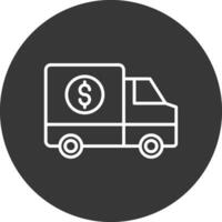 Geld Transport Linie invertiert Symbol Design vektor