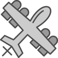 Militär- Drohne Linie gefüllt Graustufen Symbol Design vektor