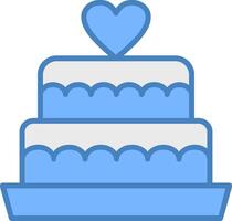 Hochzeit Kuchen Linie gefüllt Blau Symbol vektor