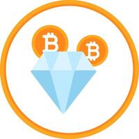 bitcoin diamant platt cirkel ikon vektor