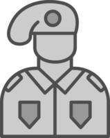 Soldat Linie gefüllt Graustufen Symbol Design vektor