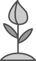 Blume Knospe Linie gefüllt Graustufen Symbol Design vektor