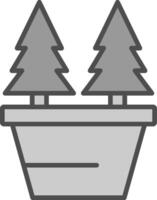 jul träd linje fylld gråskale ikon design vektor