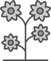 Blume Linie gefüllt Graustufen Symbol Design vektor