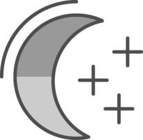 Mond Linie gefüllt Graustufen Symbol Design vektor