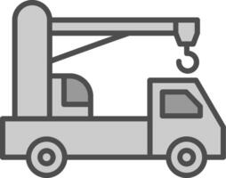 Kran LKW Linie gefüllt Graustufen Symbol Design vektor