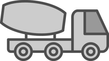 Zement LKW Linie gefüllt Graustufen Symbol Design vektor