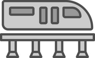 monorail linje fylld gråskale ikon design vektor