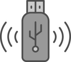 USB Linie gefüllt Graustufen Symbol Design vektor