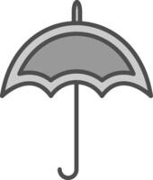 Regenschirm Linie gefüllt Graustufen Symbol Design vektor