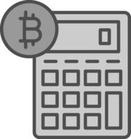 Bitcoin Taschenrechner Linie gefüllt Graustufen Symbol Design vektor