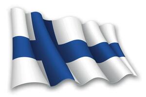 realistisk vinka flagga av finland vektor