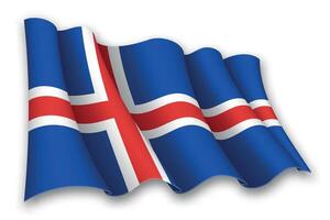 realistisch winken Flagge von Island vektor