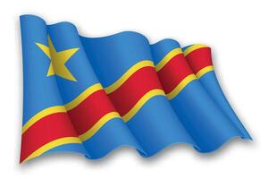 realistisk vinka flagga av dr kongo vektor