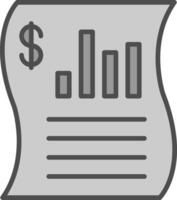 finansiell rapportering linje fylld gråskale ikon design vektor