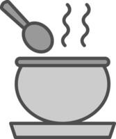 Suppe Linie gefüllt Graustufen Symbol Design vektor