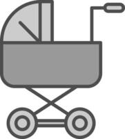 Baby Kinderwagen Linie gefüllt Graustufen Symbol Design vektor