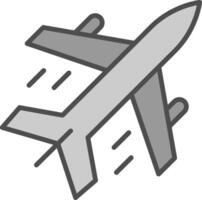 Flugzeug Linie gefüllt Graustufen Symbol Design vektor