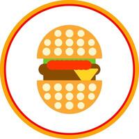burger platt cirkel ikon vektor