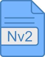 nv2 fil formatera linje fylld blå ikon vektor