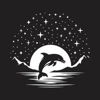 Delfin Silhouette Illustration auf ein Sonnenuntergang Hintergrund vektor